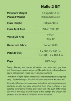 Hilleberg Nallo GT 2 Person Tent -BlackOvis hilleberg nallo2gt factbox