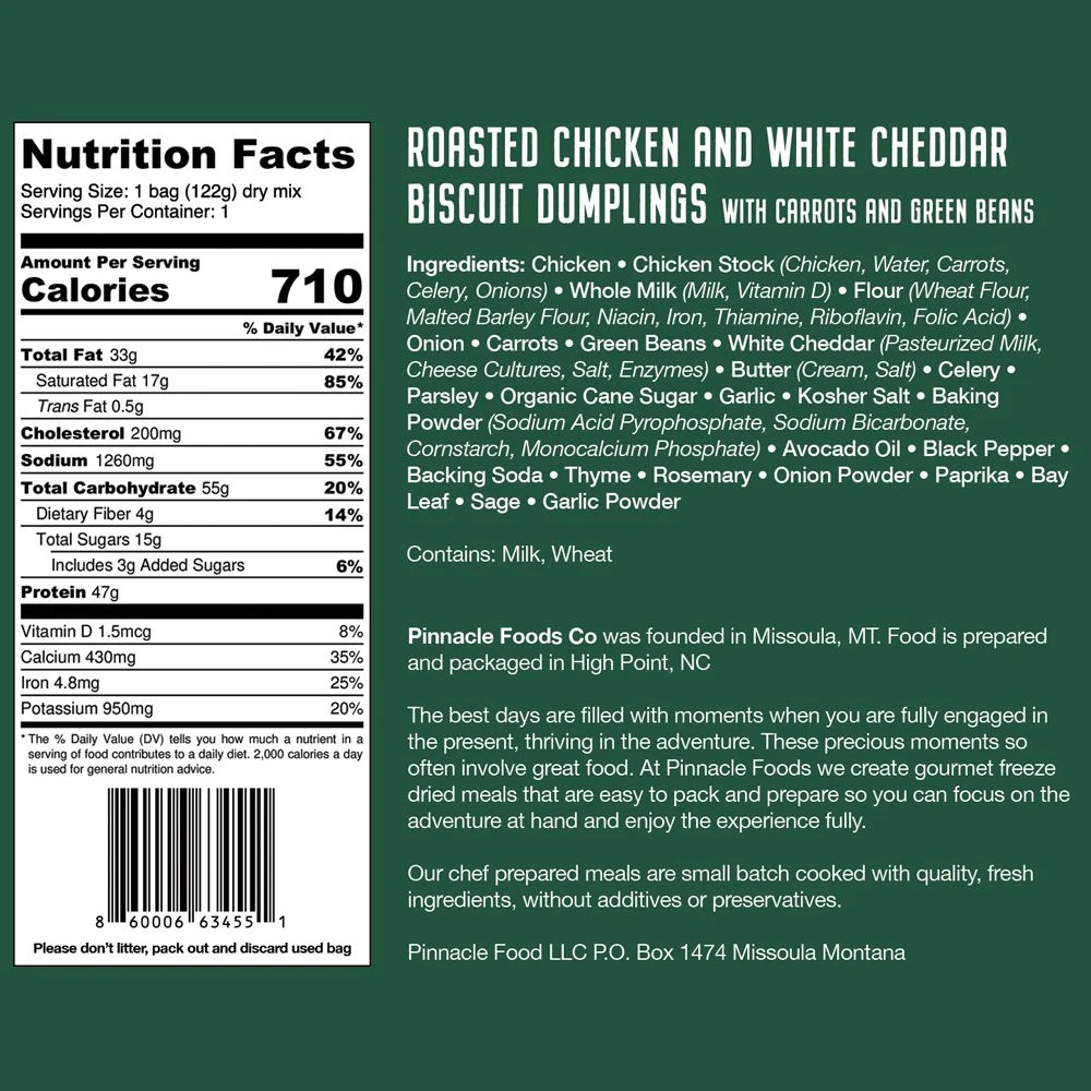 Pinnacle Foods Herb Roasted Chicken And White Cheddar Dumplings Freeze Dried Meal 4 Pinnacle Foods Herb Roasted Chicken And White Cheddar Dumplings Freeze Dried Meal - Image 2