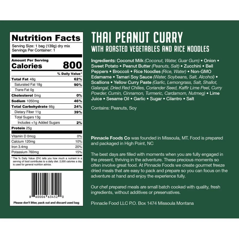 Pinnacle Foods Thai Peanut Curry With Roasted Vegetables And Rice Noodles Freeze Dried Meal 4 Pinnacle Foods Thai Peanut Curry With Roasted Vegetables And Rice Noodles Freeze Dried Meal - Image 2