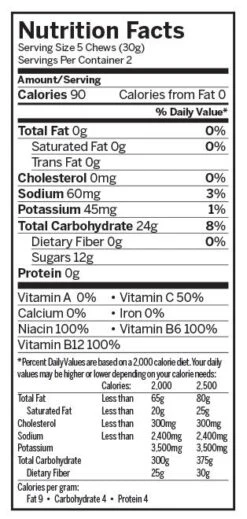 PROBAR Bolt Berry Blast Organic Energy Chews - 12-Pack -BlackOvis probar bolt berryblast nutritionpanel 1